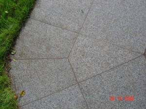 Granite paving angled cuts to suit path direction